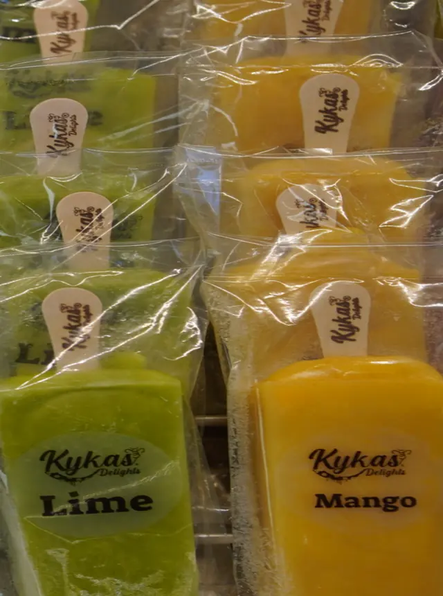 Lime and mango paletas